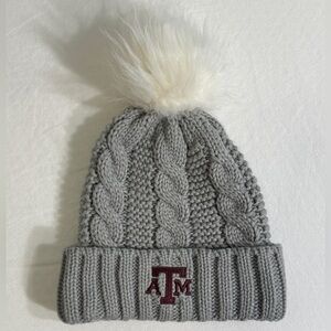 Texas A&M Aggies Gray Cable Knit Beanie Pom Pom Hat (One Size)